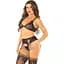 Комплект Leg Avenue Bra Top, stRing and Garter Belt Stockings One Size, Black - мініатюра 4