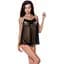Сорочка прозора бебі дол Passion MELANIA CHEMISE Black L/XL, трусики, на тонких бретелях - мініатюра 1