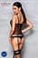 Корсет со шнуровкой Passion NESSY CORSet S/M black стринги с открытым доступом пажи для чулок - миниатюра 6