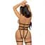 Портупея-тедді з екошкіри Leg Avenue Heart Ring harness teddy M Black, підвіска-сердечко, ланцюги - мініатюра 2