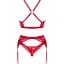 Комплект білизни Obsessive Lacelove cupless 3-pcs set XS/S Red, бюстгальтер, стрінги, пояс для панчі - мініатюра 4
