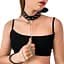 Нашийник з повідцем із натуральної шкіри із заклепками Art of Sex - Jenna Collar with Leash, чорний - мініатюра 1
