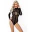 Боді Noir Handmade F287 Leopard fLock Bodysuit With long sleeves - M - мініатюра 4