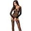 Бодістокінг Passion BS055 Black, комбінезон, імітація панчох і пояса, довгий рукав, закрите плече - мініатюра 1