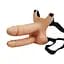 Страпон подвійний порожнистий Lovetoy Vibrating Strap On з вібрацією 10 режимів Тілесний K0171-1 - мініатюра 3