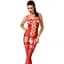 Бодістокінг Passion BS054 Red, комбінезон, імітація панчіх, відкритий животик - мініатюра 1