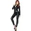 Комбінезон з екошкіри Leg Avenue Wetlook Catsuit S, Black, блискавка спереду, з мокрим ефектом - мініатюра 4