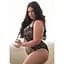 Тедді з відкритим доступом Leg Avenue Net lace crotchless teddy 1X-2X Black, шнурівка на спині - мініатюра 4