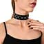 Нашийник з натуральної шкіри із заклепками та стразами Art of Sex - Jenna Collar, Чорний - мініатюра 1