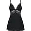 Сатиновий пеньюар із мереживом Obsessive 810-BAB-1 Babydoll & Thong S/M, чорний, пеньюар, танга - мініатюра 1