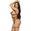 Портупея-тедді з екошкіри Leg Avenue Heart Ring harness teddy M Black, підвіска-сердечко, ланцюги - мініатюра 3