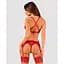 Комплект білизни Obsessive Lacelove cupless 3-pcs set XS/S Red, бюстгальтер, стрінги, пояс для панчі - мініатюра 2