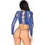 Комплект Leg Avenue Long sleeve crop top & stRing Royal Blue One Size, топ, стрінги - мініатюра 2