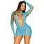Бесшовное мини-платье Leg Avenue Long sleeve cut out mini dress One size Turquoise - миниатюра 4