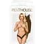 Трусики-тонг Penthouse Dangerous Darling S/M Black, мереживо, висока посадка, виріз спереду, бантик - мініатюра 3