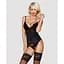 Сатиновий мереживний корсет Obsessive 810-COR-1 Babydoll & Thong S/M, чорний, корсет, танга - мініатюра 5
