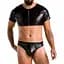 Комплект чоловічої білизни під латекс Passion 057 Set Peter L/XL Black, кроп-топ, стринги - мініатюра 1
