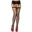 Панчохи-сітка зі швом Leg Avenue Fishnet thigh highs With Bow One sice Black, декор: бантики, стрази - мініатюра 1