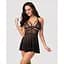 Еротичний мереживний комплект із сіточкою Obsessive 838-BAB-1 Babydoll & Thong Black L/XL, чорний - мініатюра 6