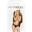 Трусики-бразиліана Penthouse MerMaid Fantasy S/M Black, мереживо, низька посадка, ремінці, бантики - мініатюра 3