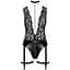 Боді Noir Handmade F297 Libido Deep-V Bodysuit With collar, pearl chain and garter - S - мініатюра 4