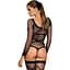 Бодістокінг Obsessive Bodystocking G320 S/M/L, панчохи, боді, декор у вигляді ліній - мініатюра 1