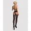 Панчохи-стокінги з рослинним малюнком Obsessive Garter stockings S206 Black S/M/L чорні - мініатюра 4