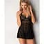 Еротичний мереживний комплект із сіточкою Obsessive 838-BAB-1Babydoll & Thong Black S/M, чорний - мініатюра 5