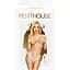 Трусики-тонг Penthouse Dangerous Darling S/M White, мереживо, висока посадка, виріз спереду, бантик - мініатюра 3